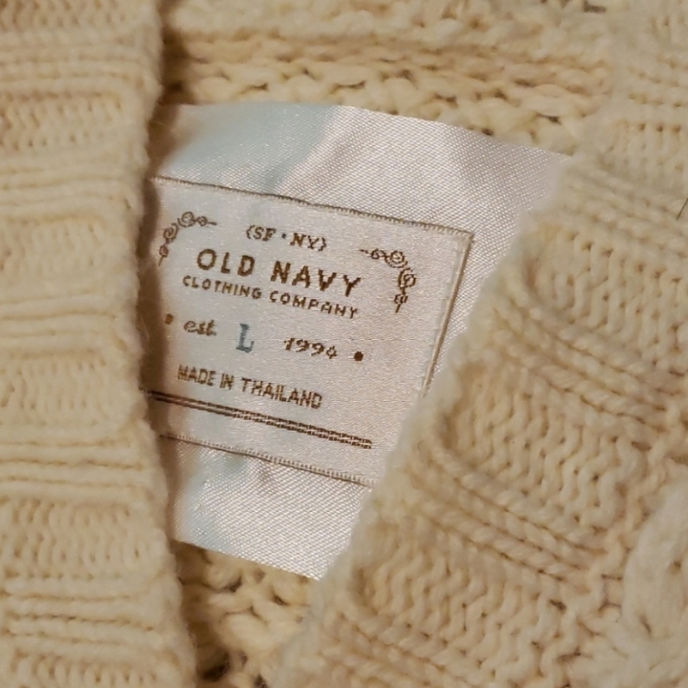 Old Navy Angora Wool Rabbit Cream Sweater Hoodie Textured Tight Knit Comfy Rare - Picture 11 of 16